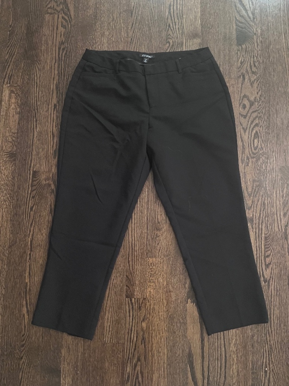 Roz & Ali Size 12 Flat Front Black Ankle Trousers
